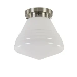 Art Deco plafondlamp staal met wit gl.>Straluma Cheap