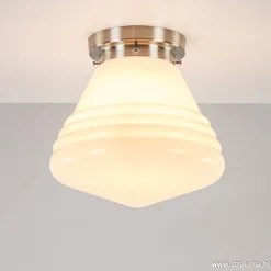 Art Deco plafondlamp staal met wit gl.>Straluma Cheap