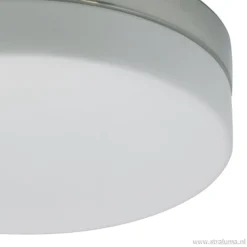 Badkamer plafonnière staal met wit glas><noscript><img width=