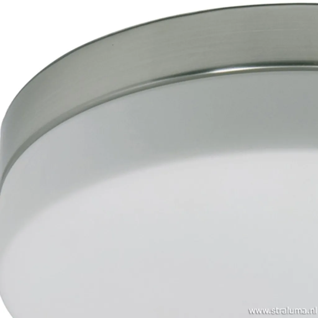 Badkamer plafonnière staal met wit glas>Straluma Flash Sale