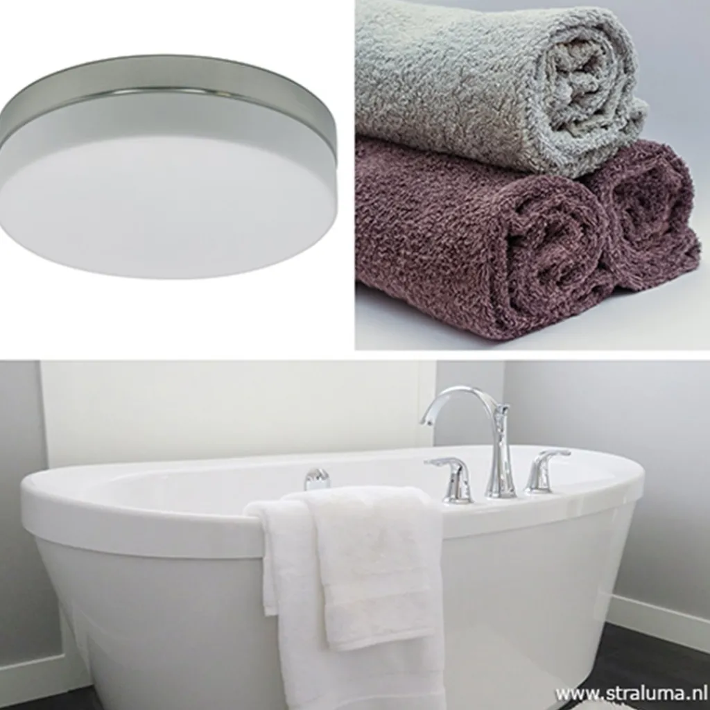 Badkamer plafonnière staal met wit glas>Straluma Flash Sale