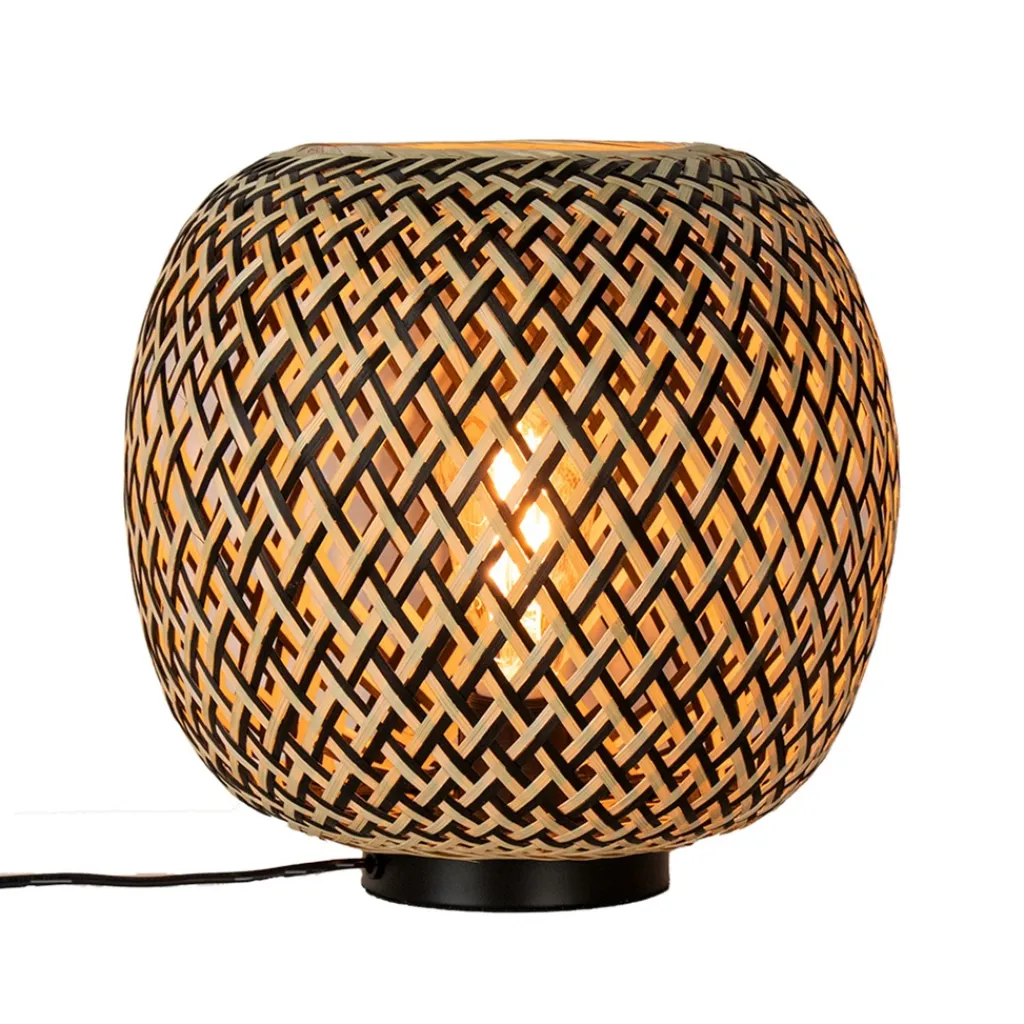 Bamboe tafellamp naturel met zwart>Straluma Best