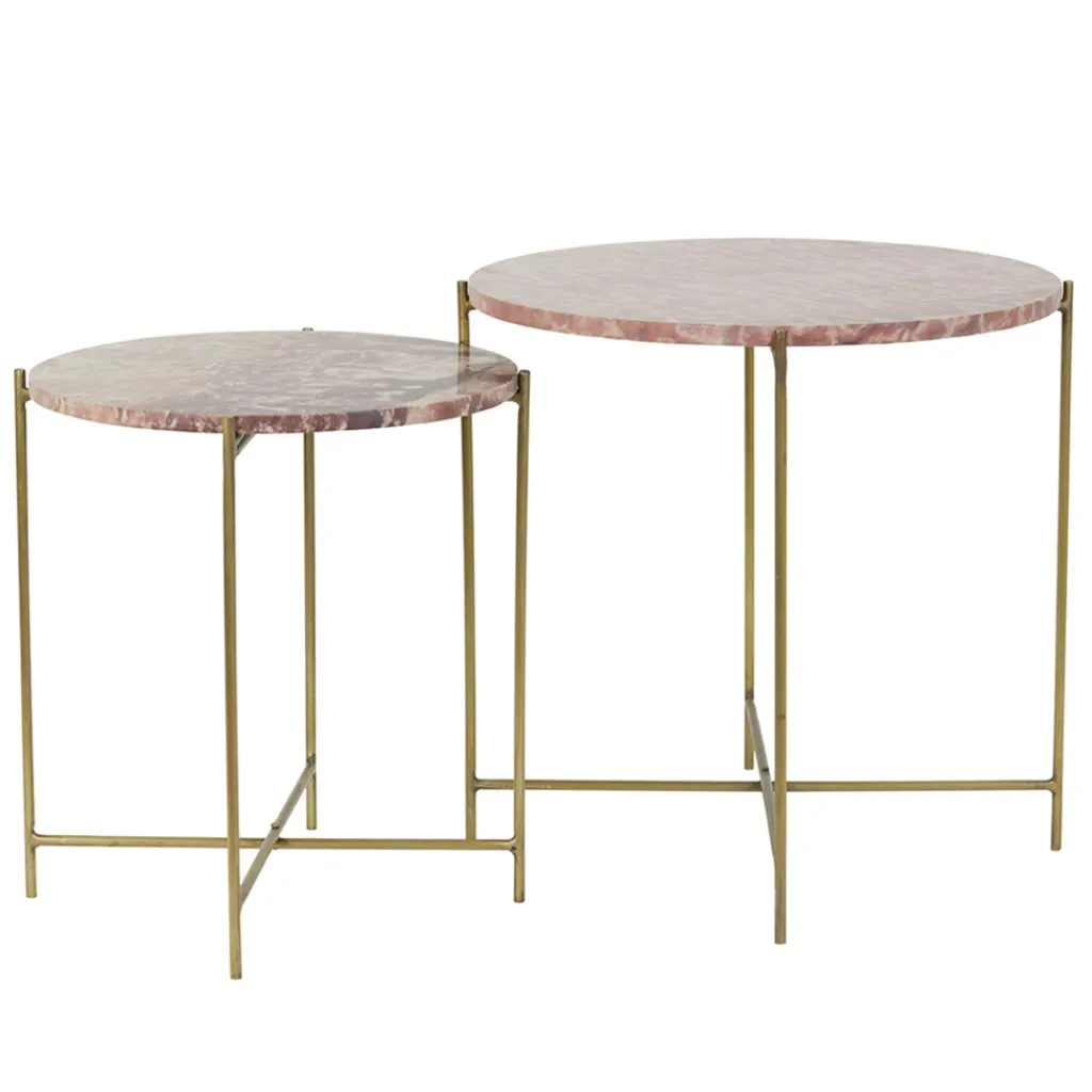Bijzettafel Delon set van 2 marrmer roze/goud>Straluma Hot