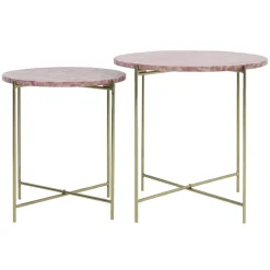 Bijzettafel Delon set van 2 marrmer roze/goud>Straluma Hot