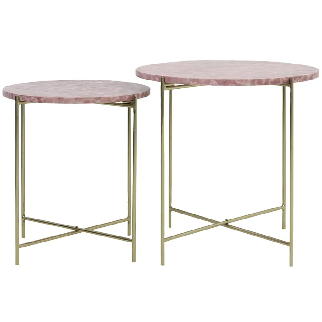 Bijzettafel Delon set van 2 marrmer roze/goud>Straluma Hot