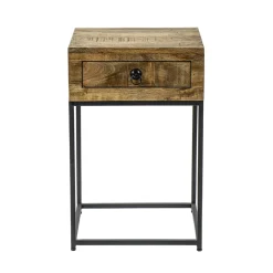 Bijzettafel met lade mangohout/metaal>Straluma Cheap