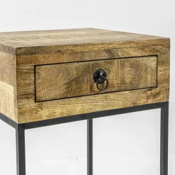 Bijzettafel met lade mangohout/metaal><noscript><img width=