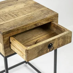 Bijzettafel met lade mangohout/metaal><noscript><img width=