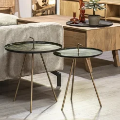 Bijzettafel Saphire groen met brons 45 cm><noscript><img width=