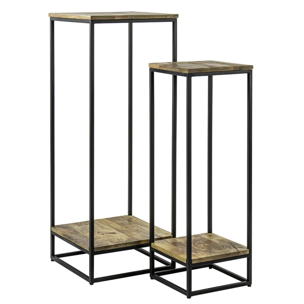 Bijzettafel set van 2 hout/staal 40x40cm>Straluma Online