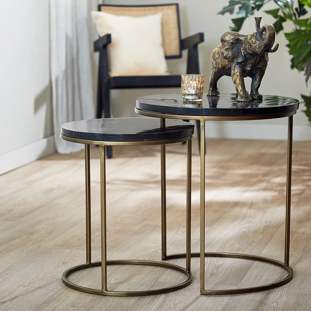 Bijzettafel Sobrina set van 2 zwart/antiek brons>Straluma New