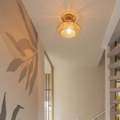 Botanische plafondlamp naturel / mat goud><noscript><img width=