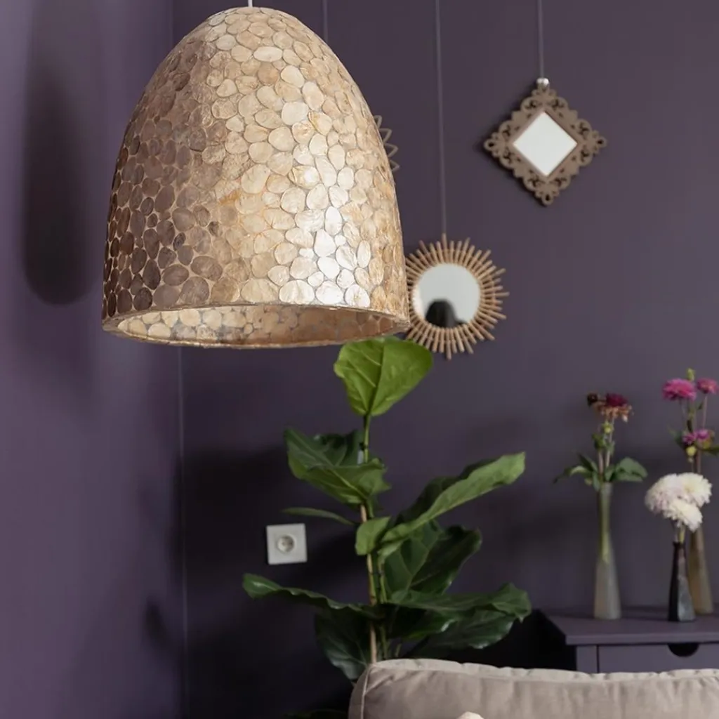Bruin gouden hanglamp met capiz schelpen>Straluma Clearance