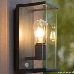 Buitenlamp antraciet/glas met bewegingssensor IP54><noscript><img width=
