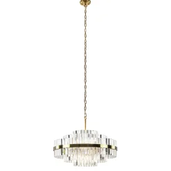 Chique hanglamp brushed brass met helder kristal>Straluma Store