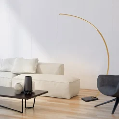 Chique LED vloerlamp goud met zwart marmer><noscript><img width=