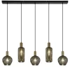Chique 5-lichts hanglamp smoke glas met brons>Straluma Clearance