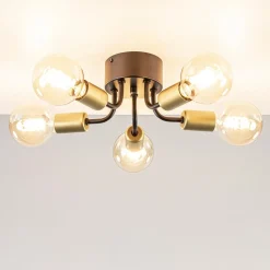 Chique plafondlamp mat zwart met goud>Straluma Best Sale