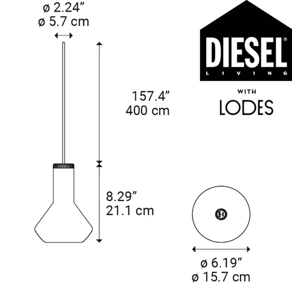 Diesel Living with Lodes hanglamp Flask A metallic black>Straluma Shop