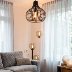 Draadhanglamp medium zwart 38cm><noscript><img width=