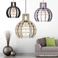 Eettafel hanglamp Globe Lingehof hout><noscript><img width=