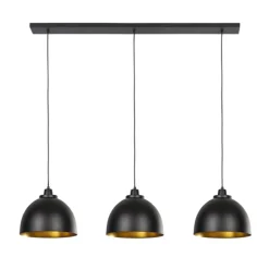 Eettafel hanglamp Kylie 3- lichts zwart-goud>Straluma Store