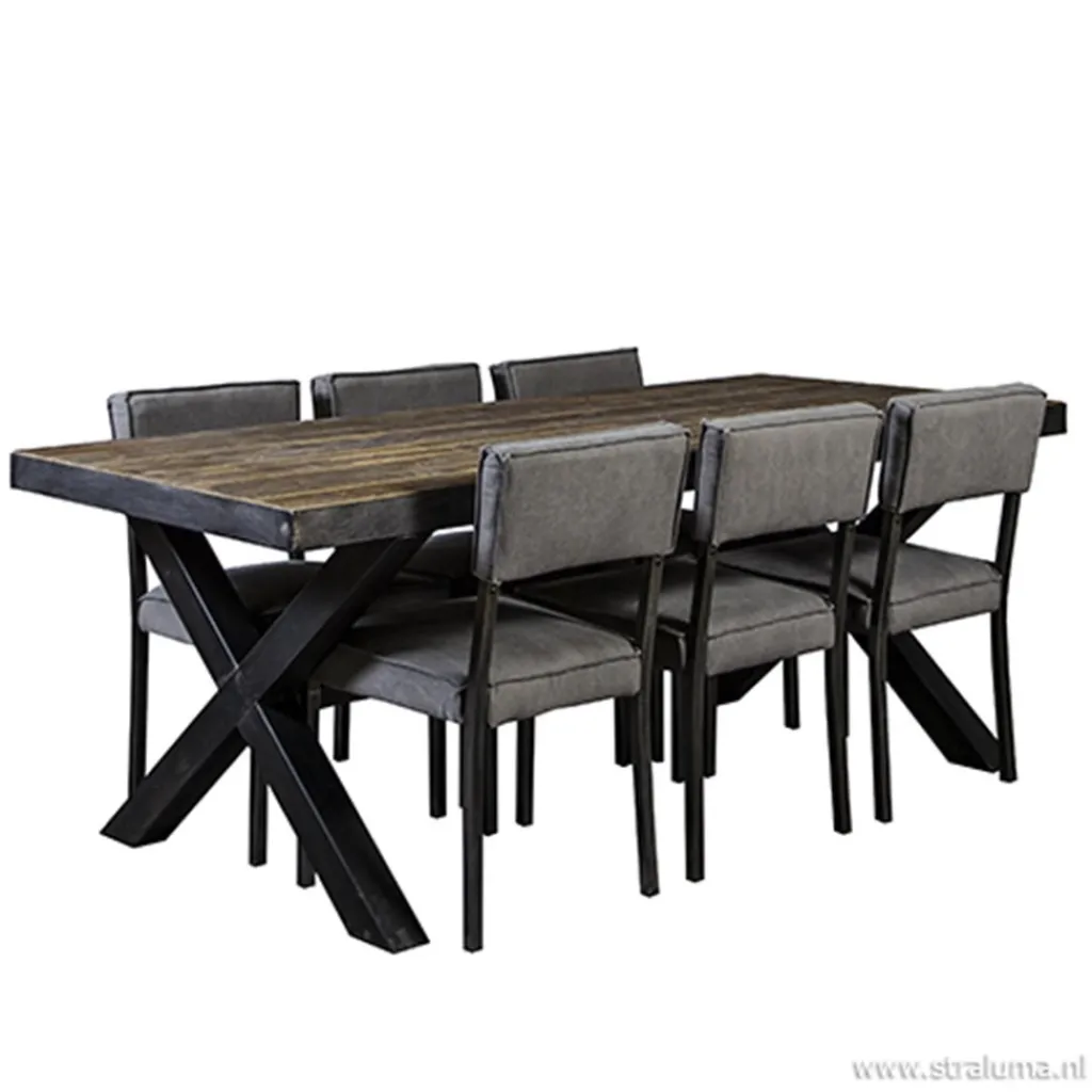 Eettafel Light & Living zink/hout>Straluma Best