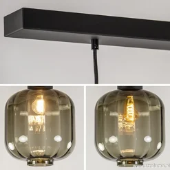 Glazen eettafelhanglamp zwart luxury><noscript><img width=
