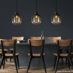 Glazen eettafelhanglamp zwart luxury><noscript><img width=