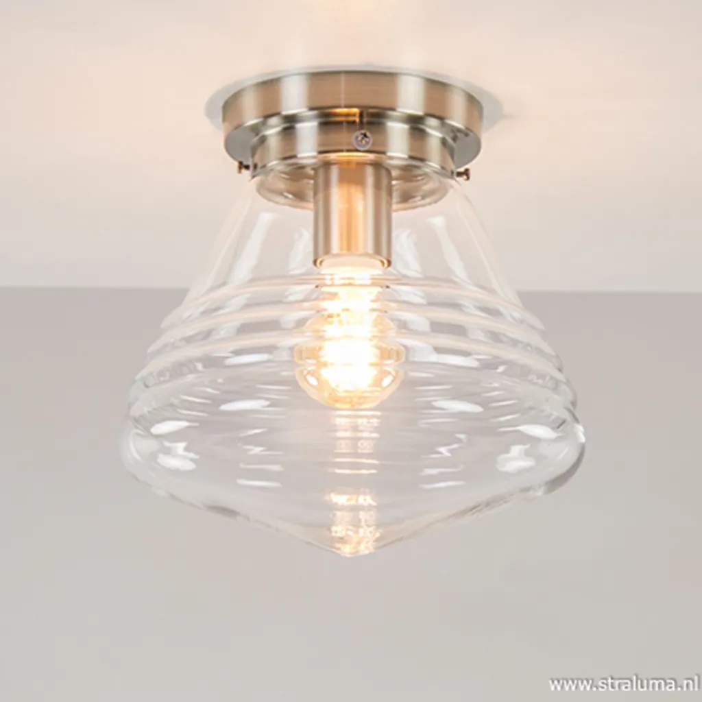 Glazen plafondlamp helder Art Deco>Straluma Sale