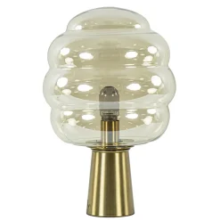 Gouden tafellamp Misty met amber glazen kap L&L>Straluma Discount