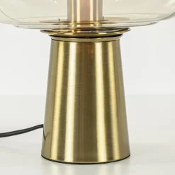 Gouden tafellamp Misty met amber glazen kap L&L><noscript><img width=