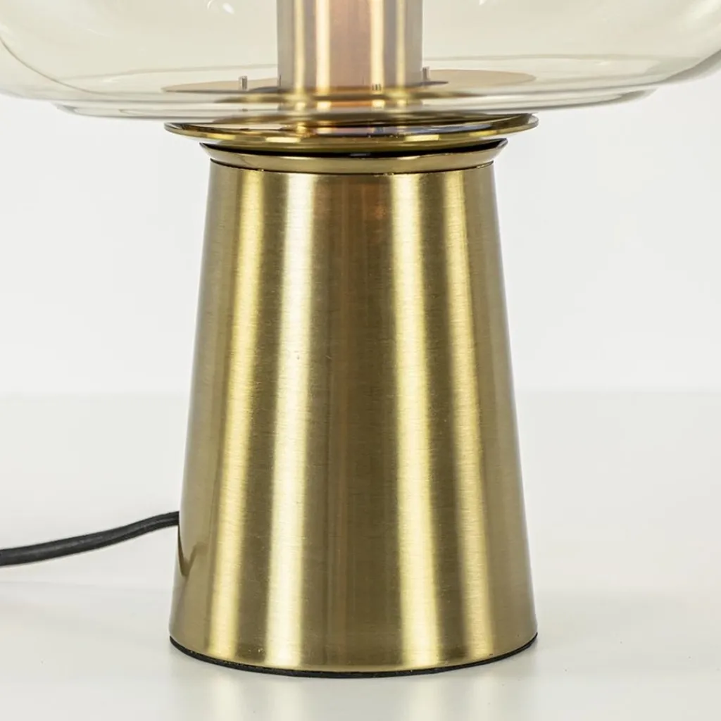 Gouden tafellamp Misty met amber glazen kap L&L>Straluma Discount