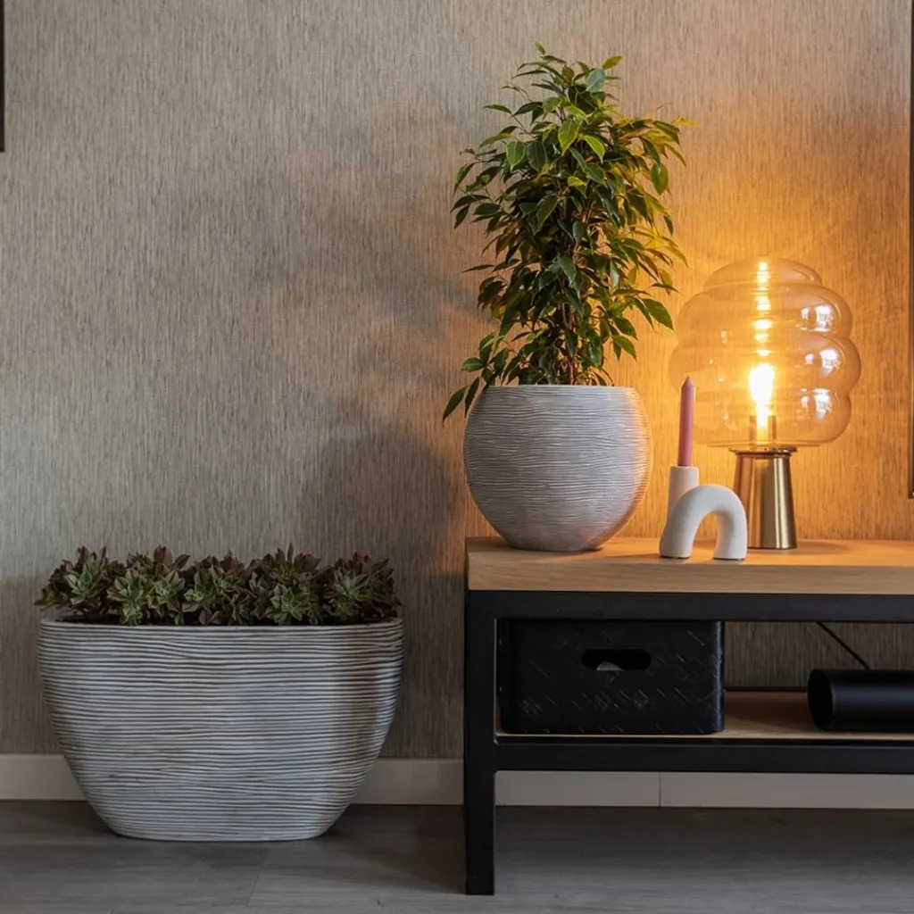 Gouden tafellamp Misty met amber glazen kap L&L>Straluma Discount