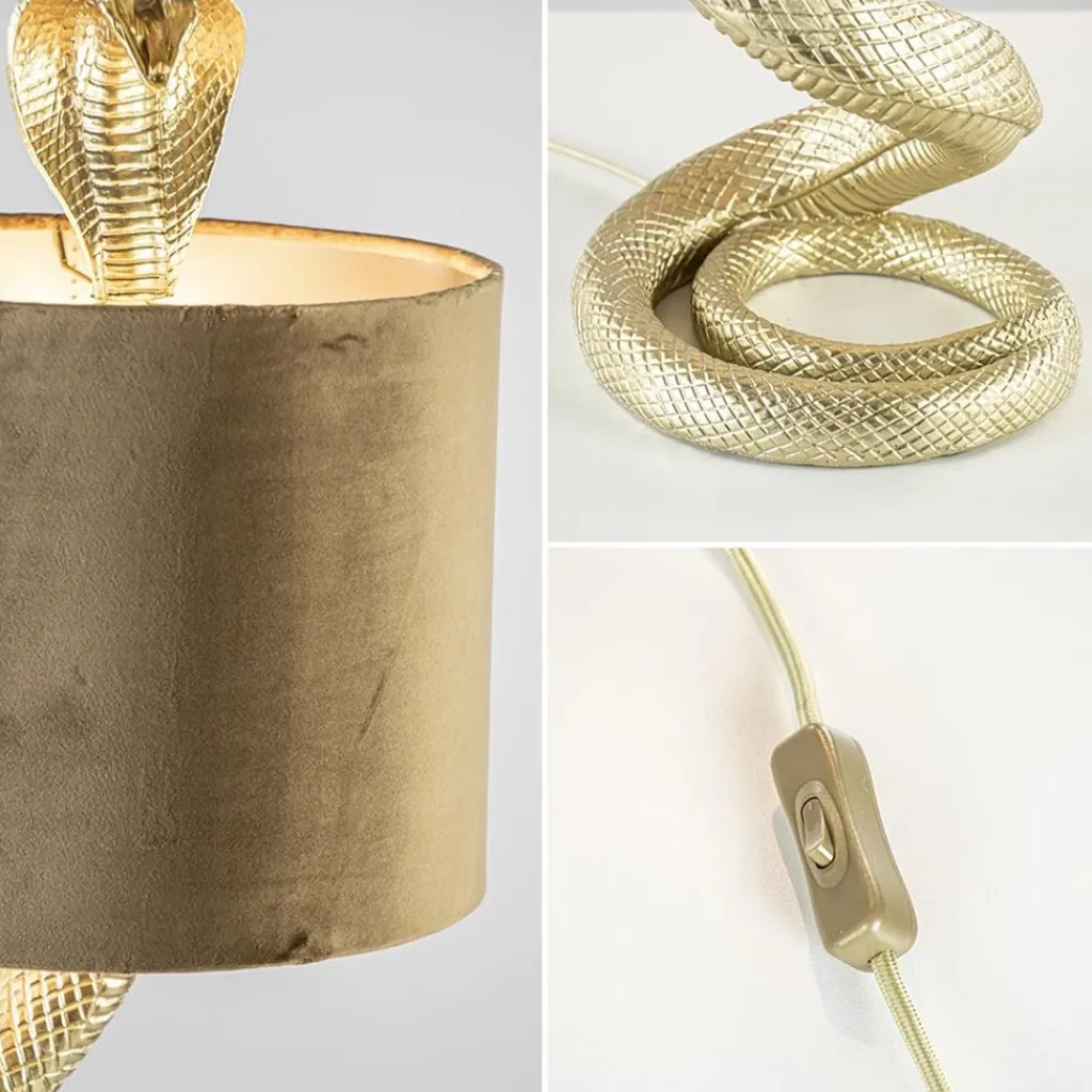 Gouden tafellamp Snake met velours kap>Straluma Cheap