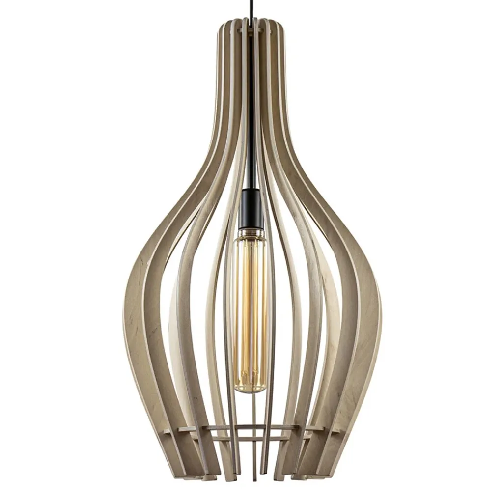 Grote hanglamp blank houten kap met zwart>Straluma Cheap