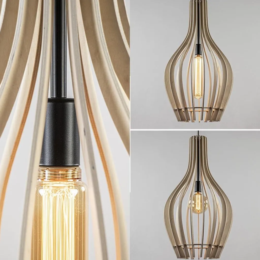 Grote hanglamp blank houten kap met zwart>Straluma Cheap