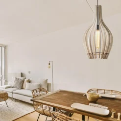 Grote hanglamp blank houten kap met zwart><noscript><img width=