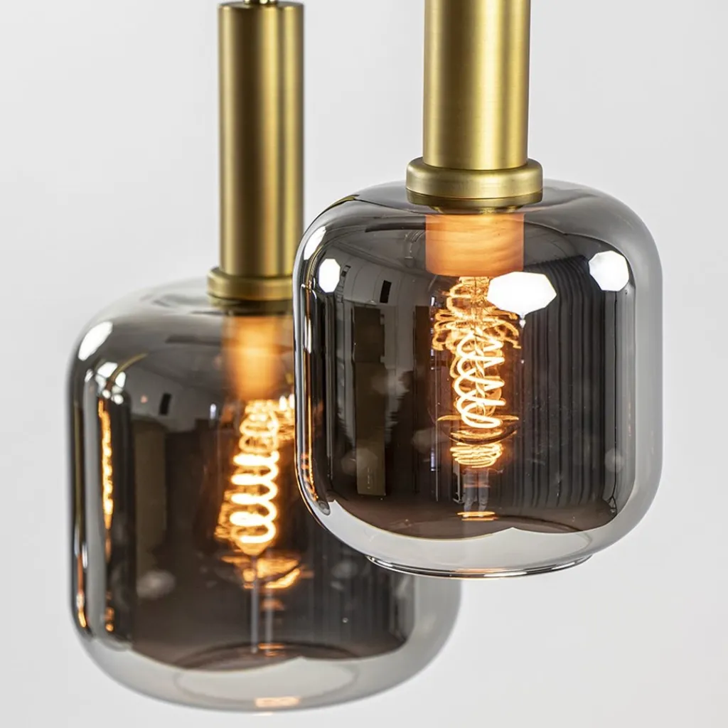 Grote hanglamp Lekar 5-lichts antiek brons met smoke glas>Straluma Discount