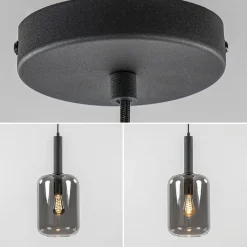 Grote hanglamp Lekar zwart met smoke glas><noscript><img width=