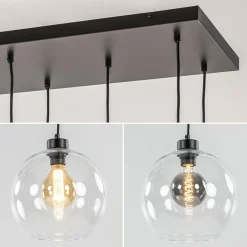 Grote hanglamp zwart 11- lichts multipendel helder glas><noscript><img width=