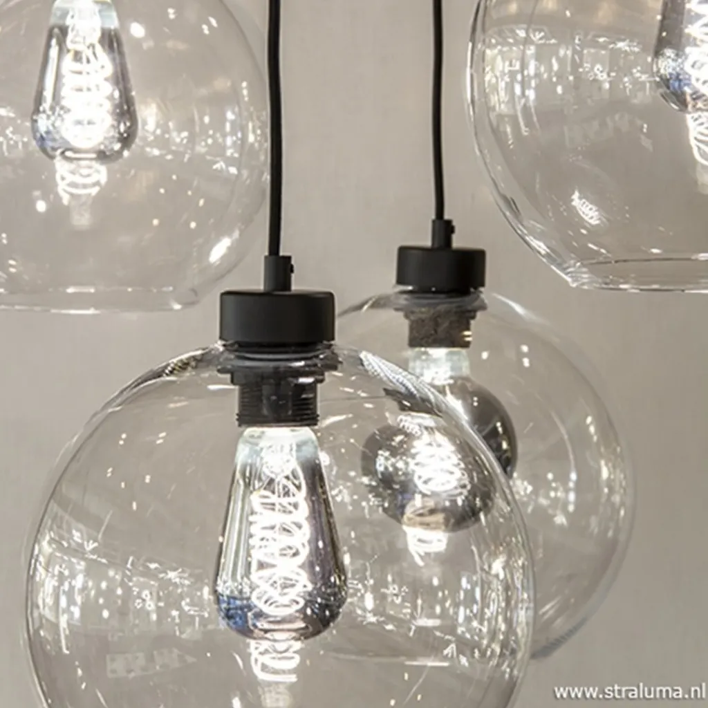 Grote 8-lichts multipendel/ hanglamp met helder glas>Straluma Shop
