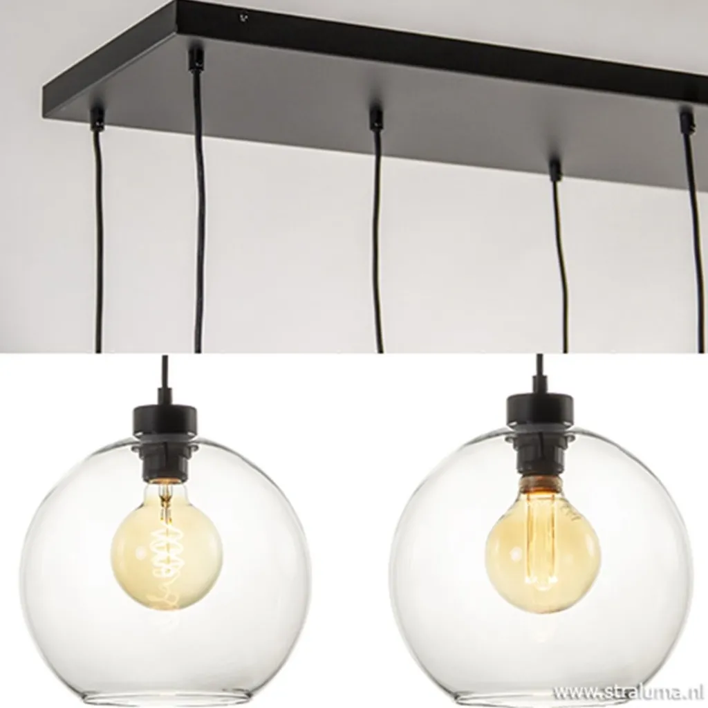 Grote 8-lichts multipendel/ hanglamp met helder glas>Straluma Shop