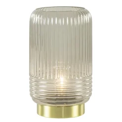 Grote Lipa tafellamp batterijen warm licht grijs ribbel glas>Straluma Cheap