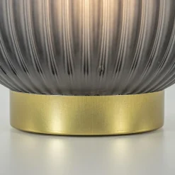 Grote tafellamp Tajera op batterij mat grijs/goud L&L><noscript><img width=
