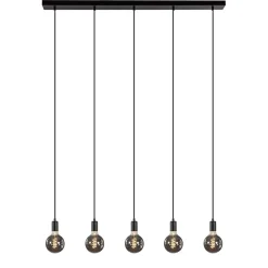 Hanglamp balk 110cm + 5x pendel zwart>Straluma Store
