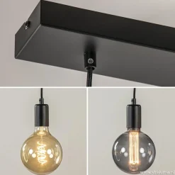 Hanglamp balk 110cm + 5x pendel zwart><noscript><img width=
