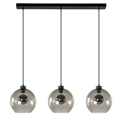 Hanglamp balk 3L smoke bolglas>Straluma Fashion