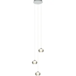 Hanglamp chroom/smoke glas 3-lichts>Straluma Discount