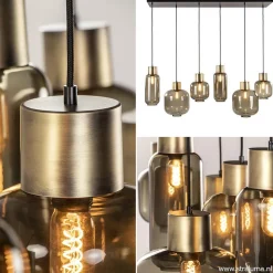 Hanglamp Lett 6L zwart/brons+glas smoke><noscript><img width=